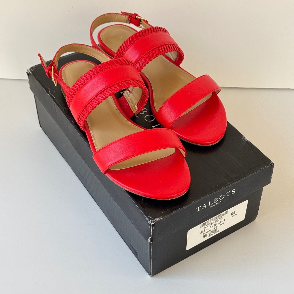 Talbots "Keri Whipstitch" Red Pepper Leather Sandals - 8.5 M - Mint Cond w/ Box